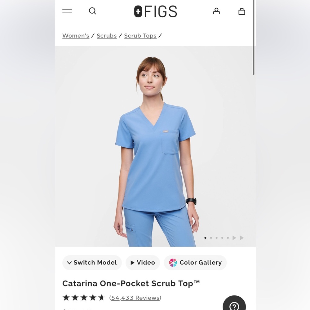 Figs Ceil Blue Catarina One-Pocket Scrub Top